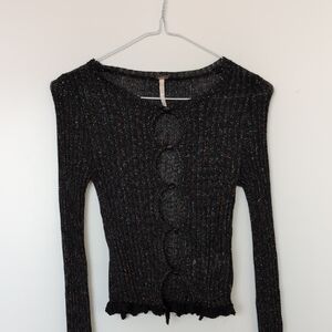 Free People Black Multicolor Knit Top